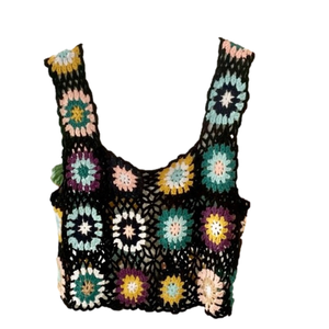 Crochet Cropped Sleeveless Sweater